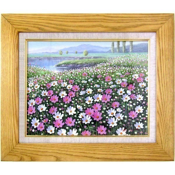 赤い糸と花油絵F8（455×380mm）