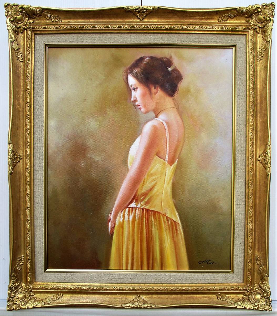 油彩画 静物画 女性像のあるテーブル 額装商品 作品サイズ60×65cm