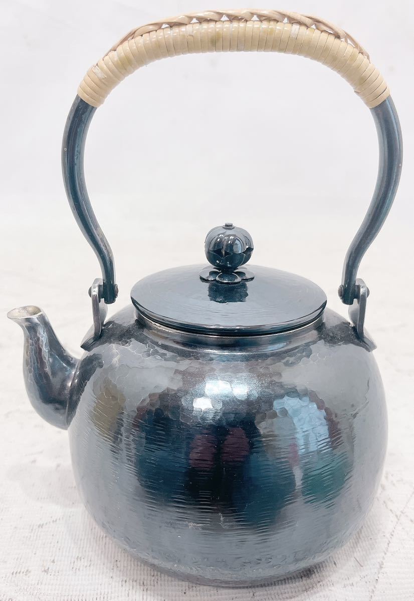 燻し銀瓶 煎茶道具 銀瓶 いぶし銀 槌目 燻し銀瓶 峰斎