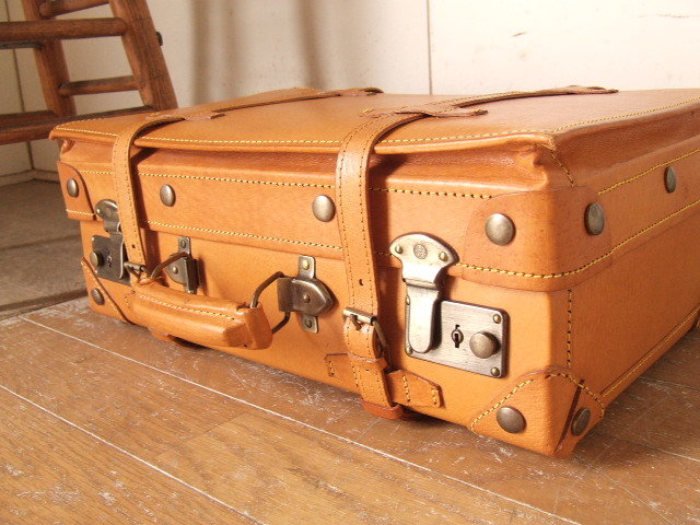 本革アンティークバッグ(鍵付き) アンティーク トランク 鍵付きケース