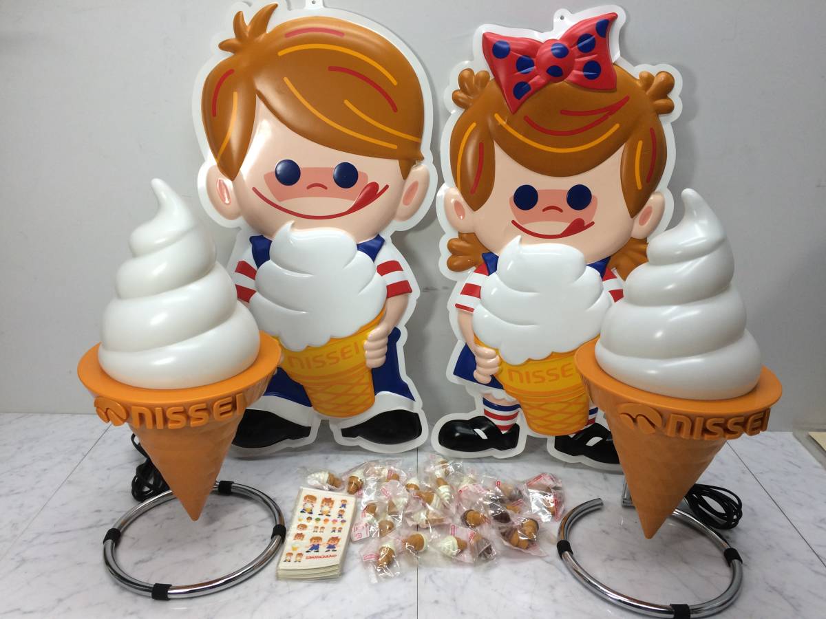 ソフトクリーム看板 スジャータ TOMI 昭和レトロ 業務用 ライト 置物