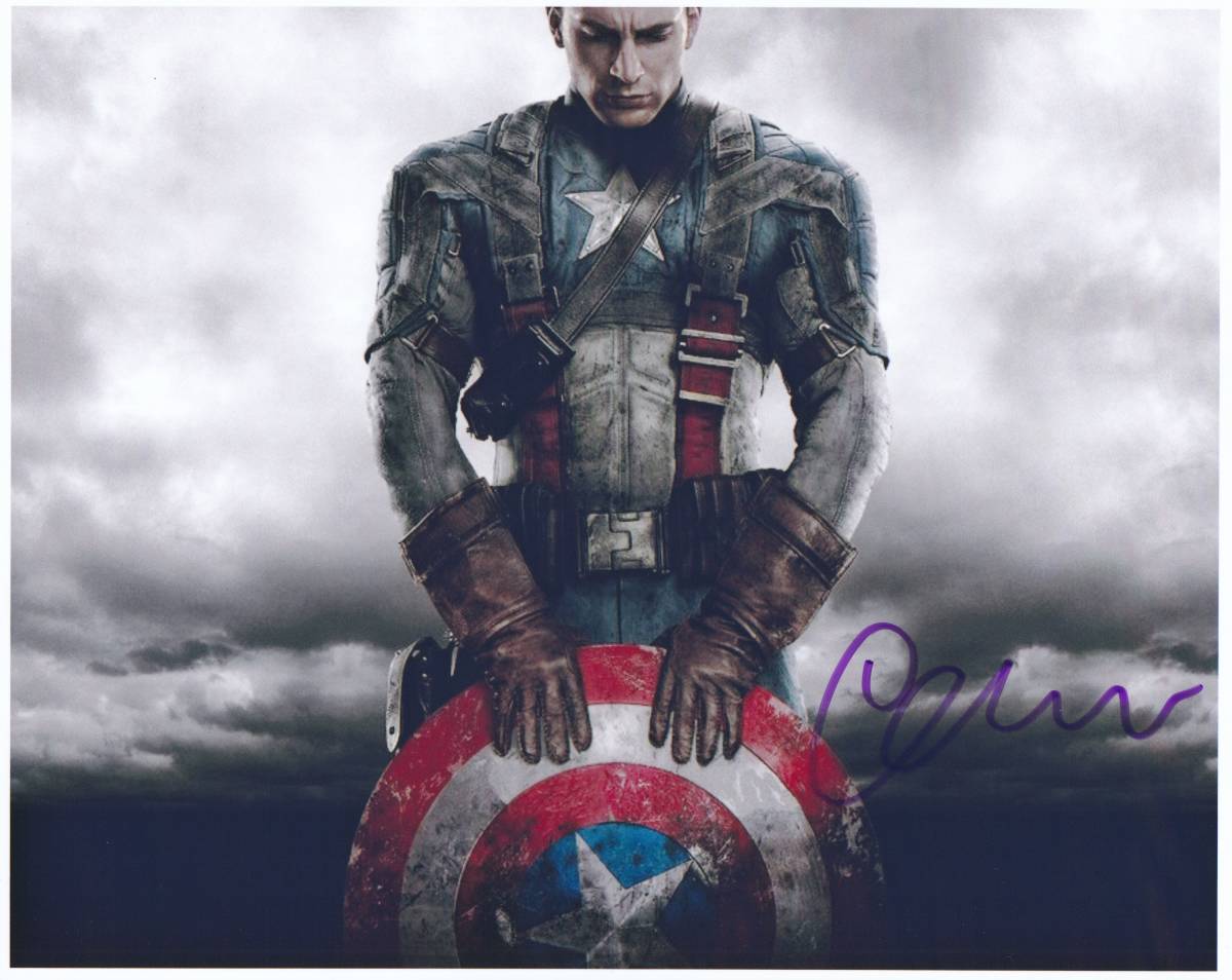 直筆サイン入り写真 クリス・エヴァンス キャプテン・アメリカ SA鑑定