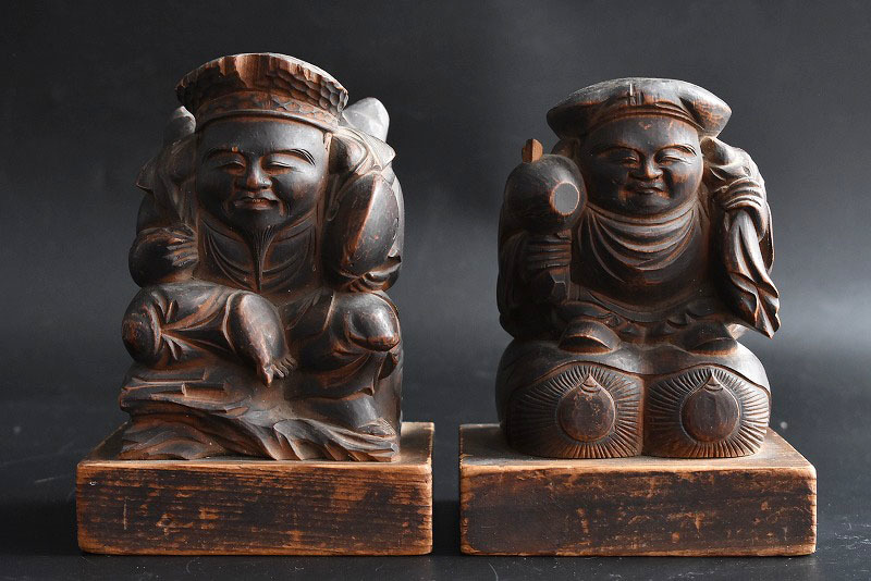 木彫二福神像(大黒天・恵比寿) 木彫二福神像(大黒天・恵比寿) 大黒天