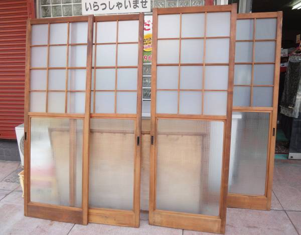 TB526モールガラス入り 古い小さな木製建具◇窓/レトロ/扉/戸/衝立