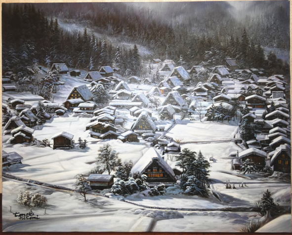 人見友紀 伝説の逃亡画家 油彩画 油絵 20号 ラリサ川 人見