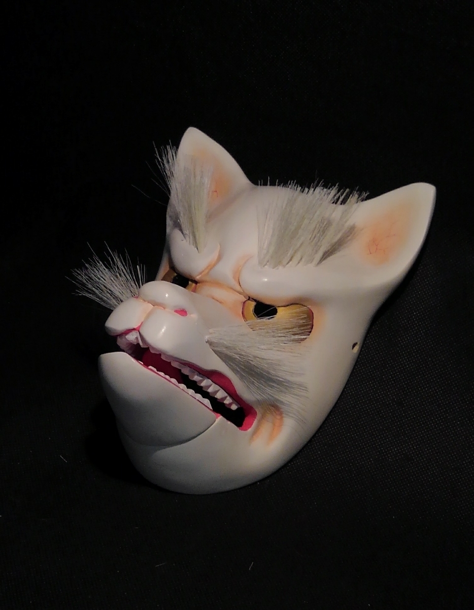 手作り木彫り狐面(お祭り用品)