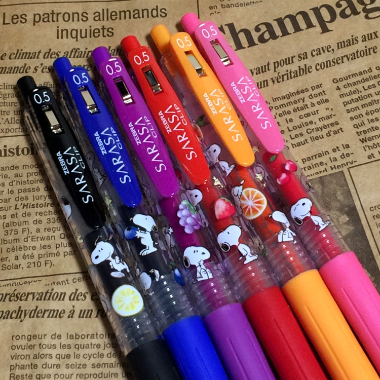新品】スヌーピー フルーツ柄◇サラサクリップ 6本セット SARASA