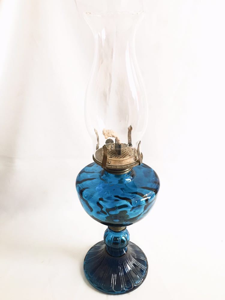 ◇大正ロマン 座敷ランプ◇カットガラス オイルランプ 古いオイル