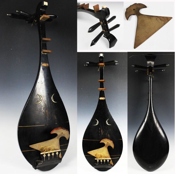 和楽器 筑前琵琶 弦楽器 全長約91cm 4弦 04 ②レア 筑前琵琶 四