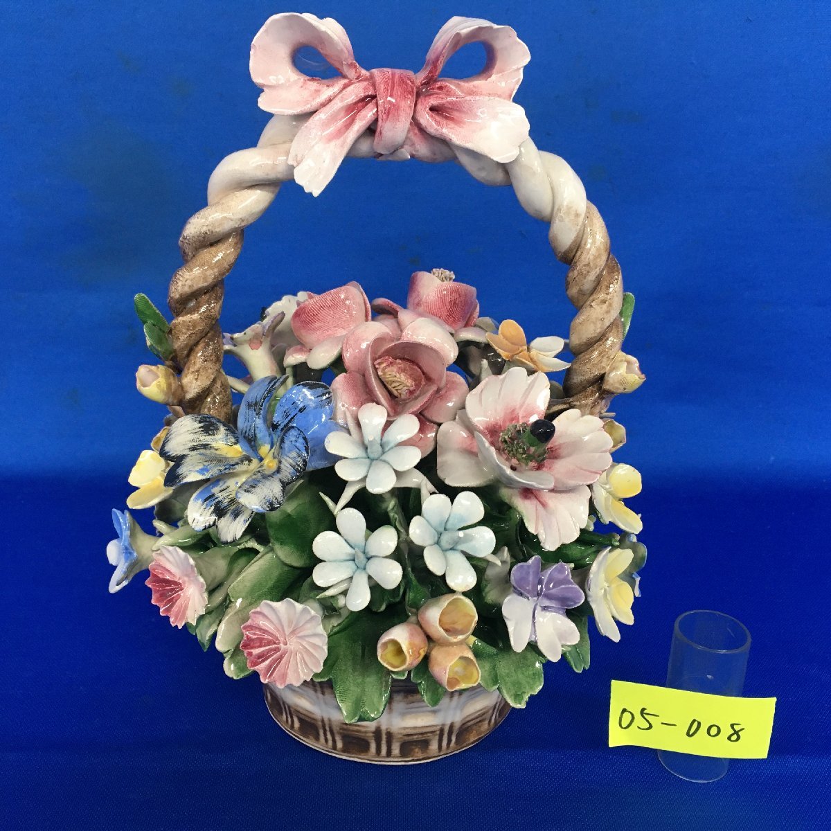 アンティークイタリア カポディモンティ 子供と鳥の実りの草原 収穫