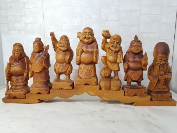 古物福の神の細い彫刻7.5センチ 古物福の神の細い彫刻7.5センチ