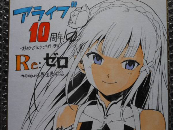 がおう 描き下ろし直筆イラスト色紙 リゼロ レム 直筆サイン本】希少