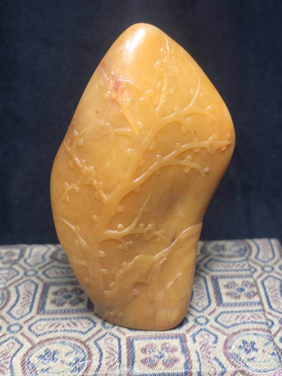 中国 篆刻 玉石田黄石彫刻 山水人物文刻 印材 M R3624