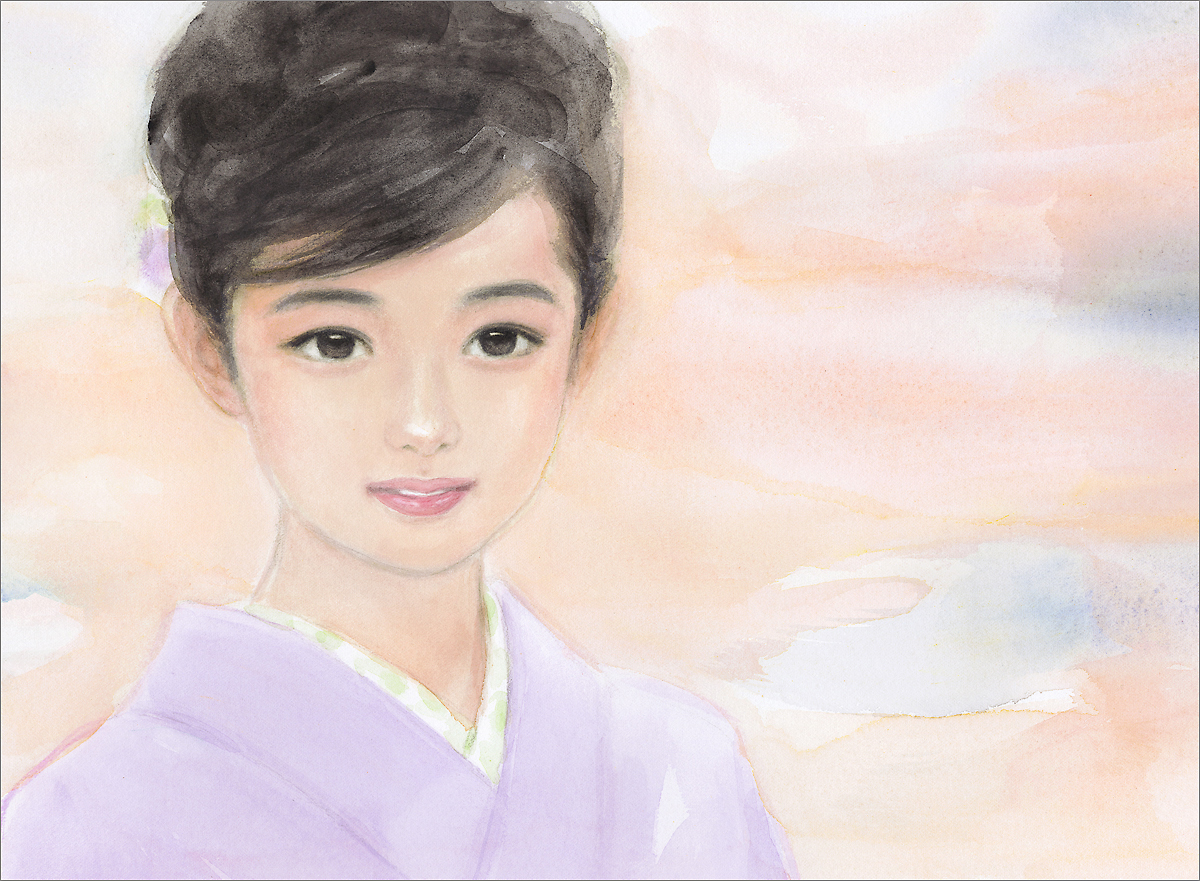 原画】おおた慶文 水彩画「星影のまなざし」少女画額装付