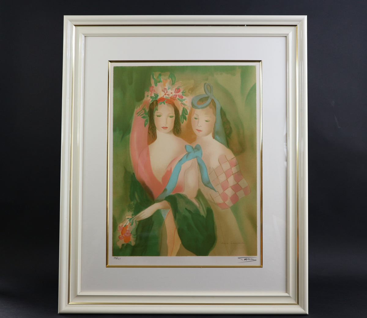 マリー・ローランサン リトグラフ『青いリボン』