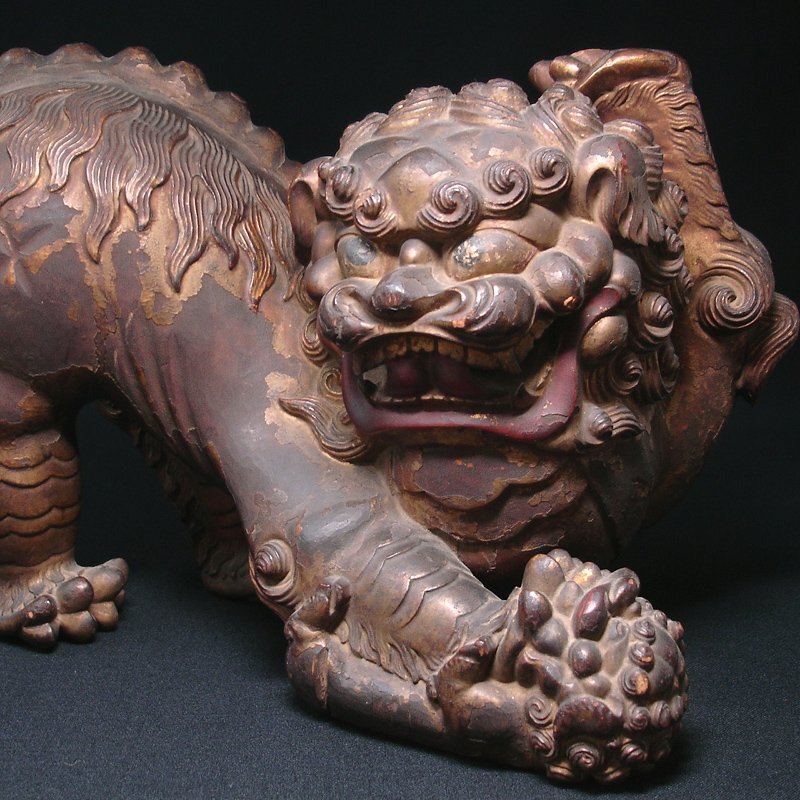 アンティーク 黒石 彫刻