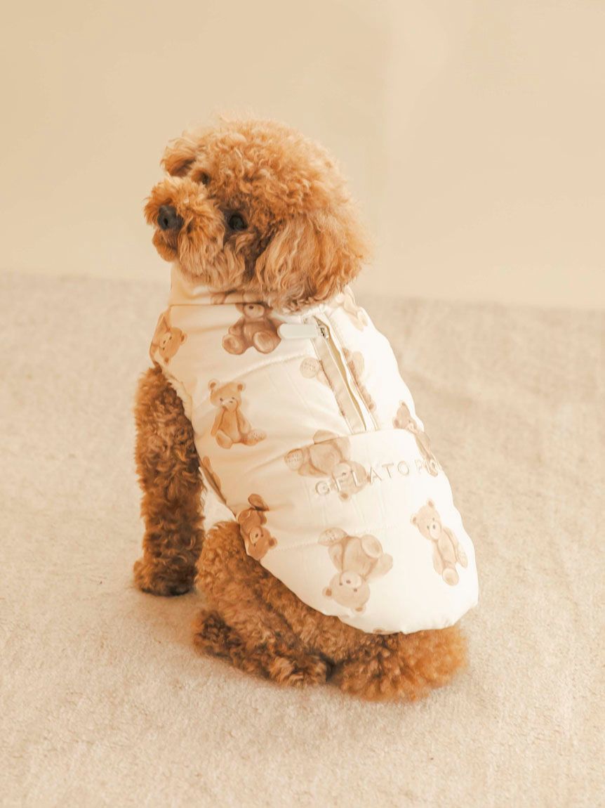 ジェラートピケ 中綿ベスト ベア 犬 ドッグ ダウン ジェラピケ XXLサイズ