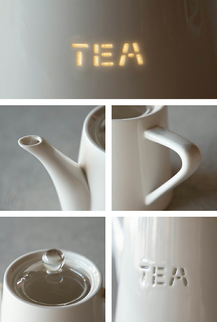 TAMAKI 透かしポット TEA ネコ 510ml 食洗機対応 ホワイトうつわ