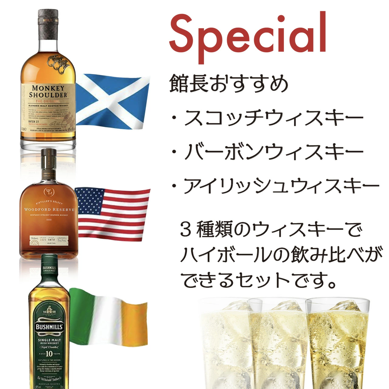 3種のウィスキーハイボール飲み比べ 中級ギフトセット 50ml小瓶3本