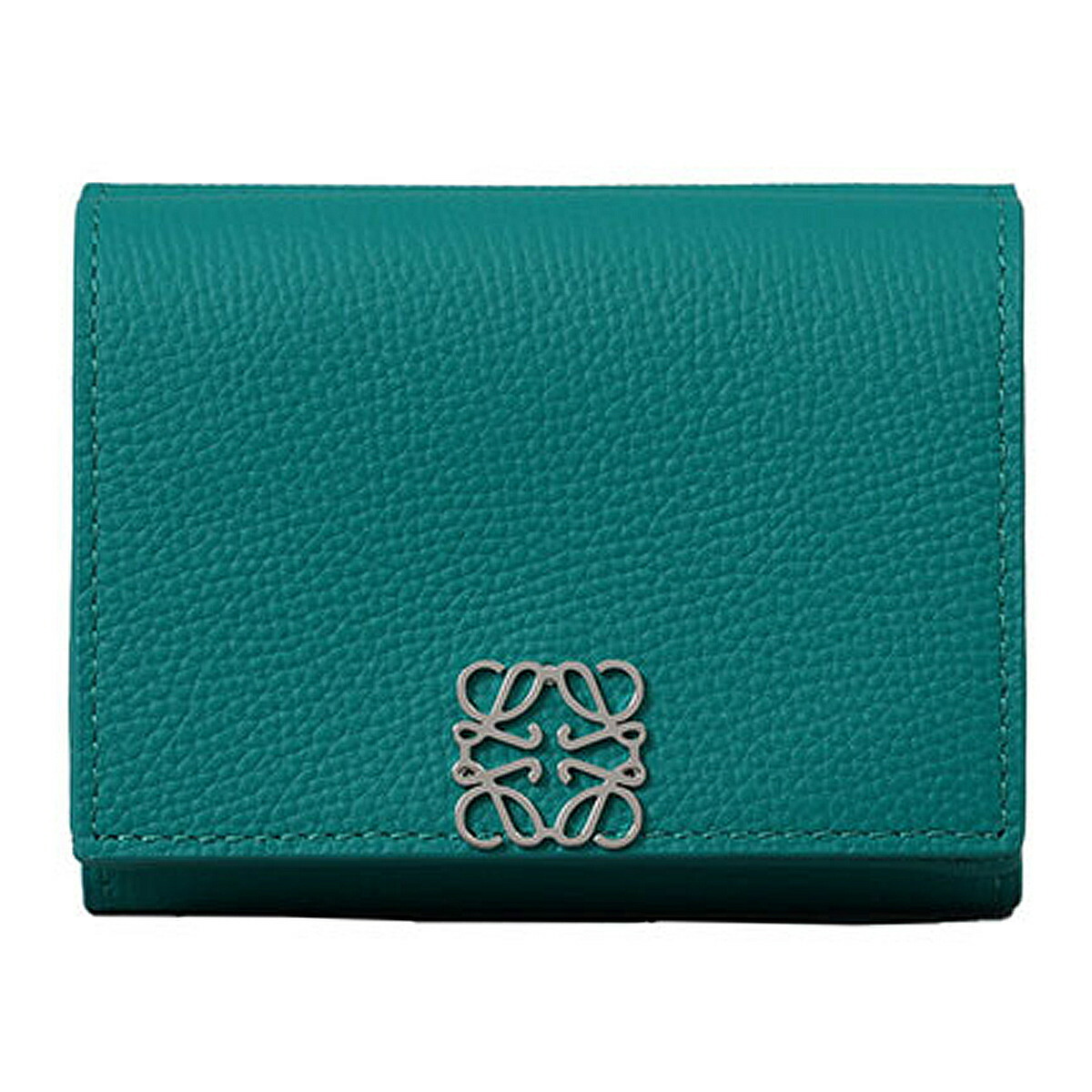 LOEWE グリーンレザー 三つ折り財布