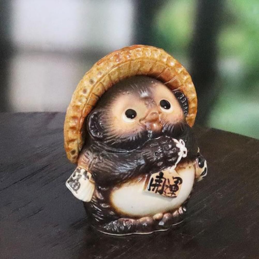 信楽焼 たぬき 置物 高さ12cm 陶器 縁起物 手づくりお願い狸 ta-0430