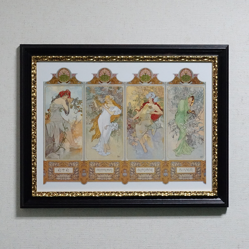 イタリア製 アルフォンス・ミュシャ ポスター 額入り アートポスター