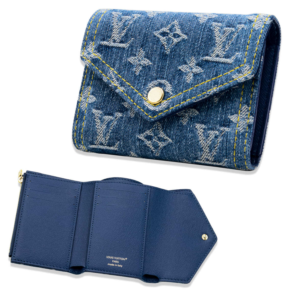 Louis Vuitton 三つ折り財布 ネイビー ルイヴィトン ネイビー 三つ折り財布