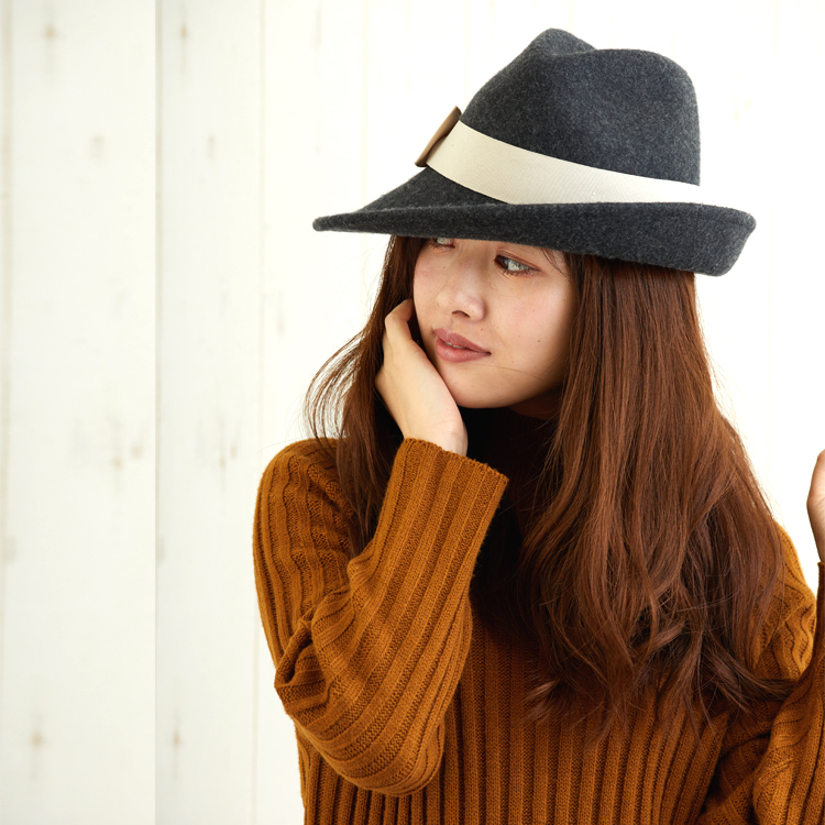 美品 | オリーブグリーン フェルトハット 秋冬 中折れ帽