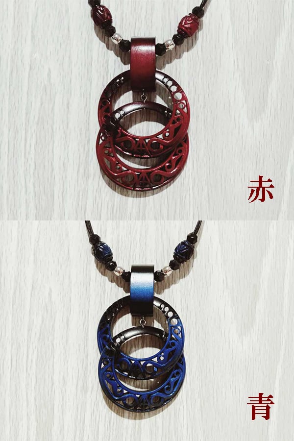 アイヌ文様 木彫りネックレス】チョーカー ハンドメイド 透かし彫り