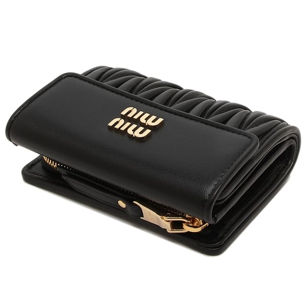 miumiu 財布 黒 ミュウミュウ 三つ折り財布 マテラッセ ミニ財布
