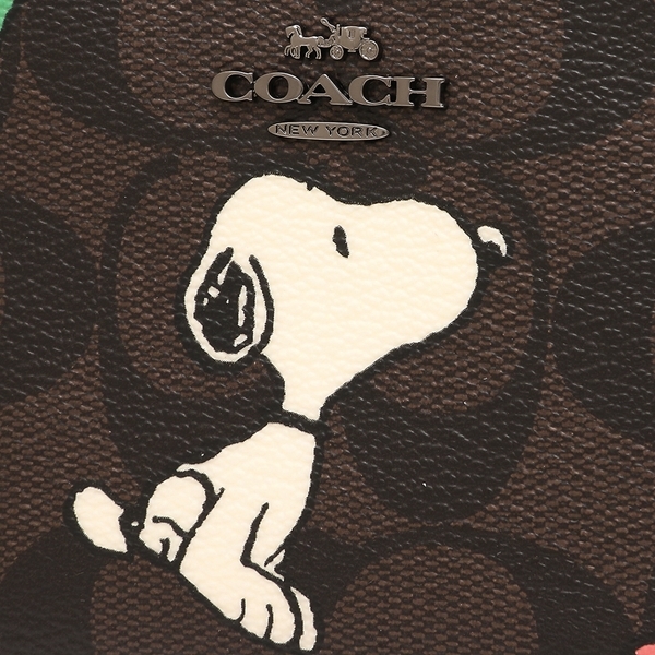 コーチ アウトレット 二つ折り財布 シグネチャー スヌーピー ミニ財布