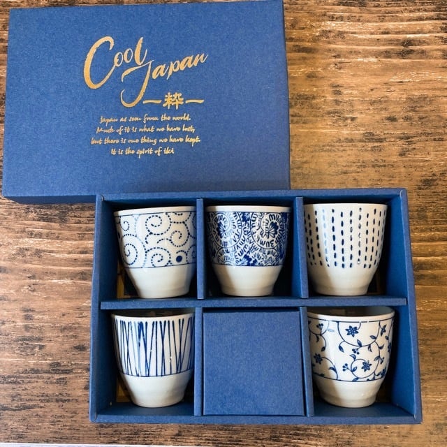 Cool Japan -粋- 湯呑み 江戸小紋 5個セット 日本製 美濃焼 和 和風