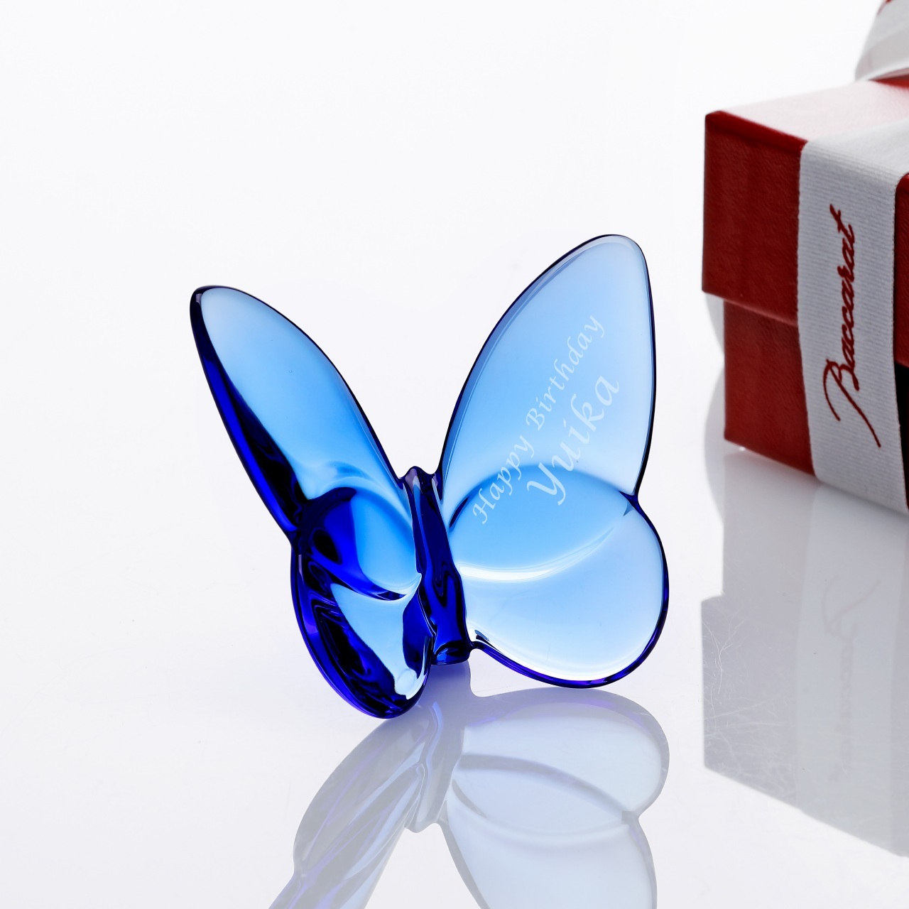 Baccart バカラ ラッキーバタフライ ブルー 名入れ彫刻代込み 正規品