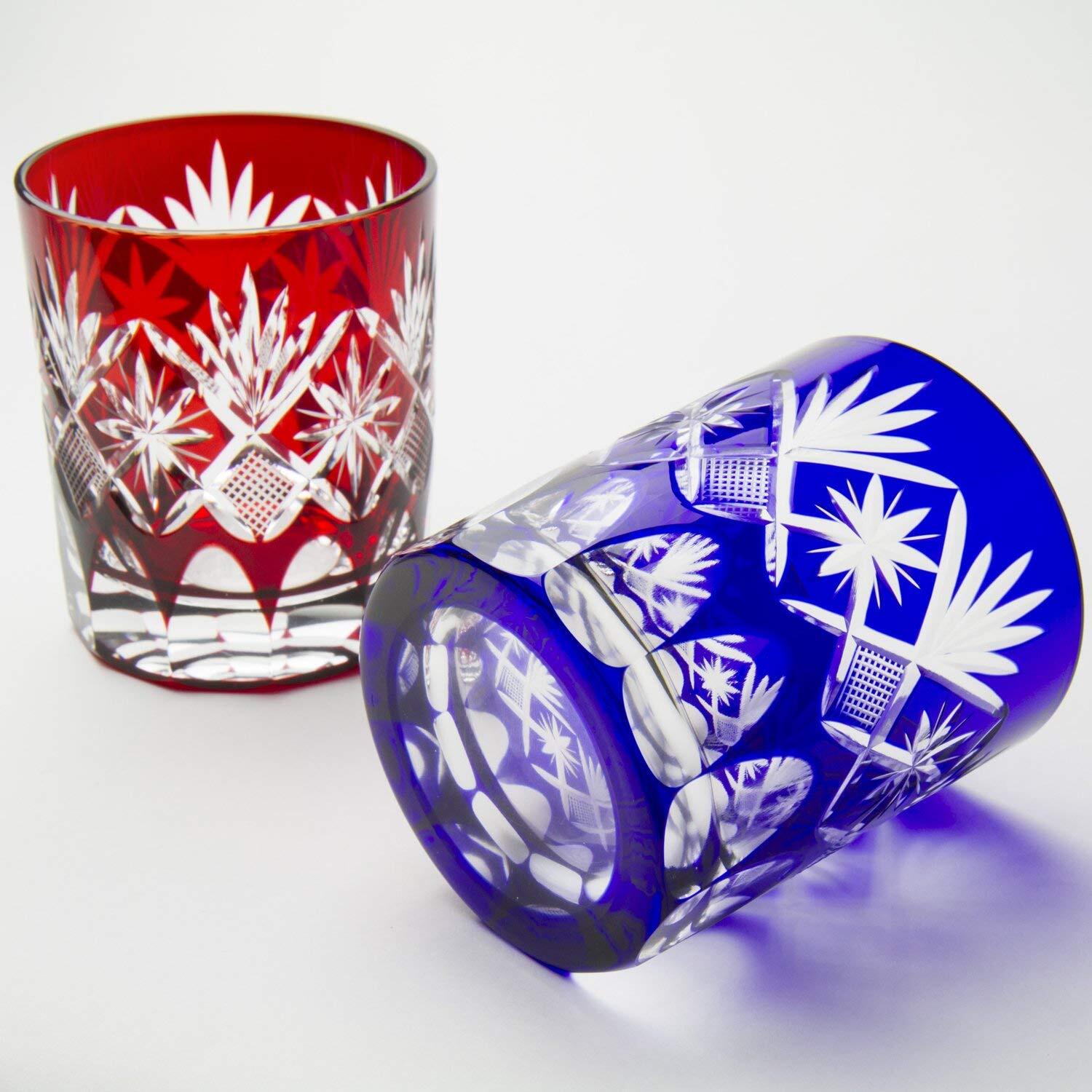 赤と青の江戸切子グラスセット 赤と青の江戸切子グラスセット