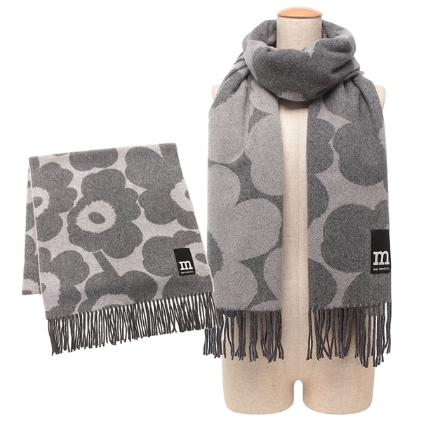 マリメッコ マフラー ストール ウニッコ 花柄 グレー レディース