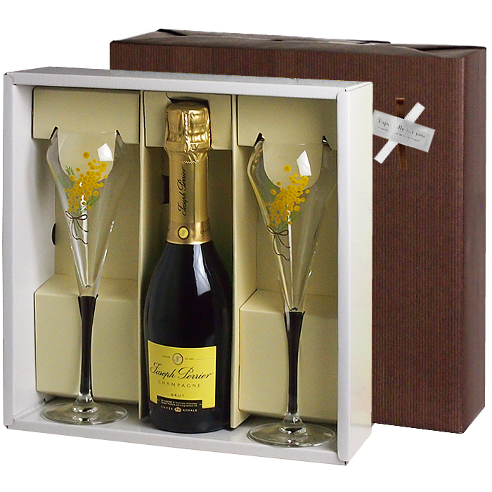 ジョセフ・ペリエ シャンパーニュ グラスギフト （泡1、グラス2