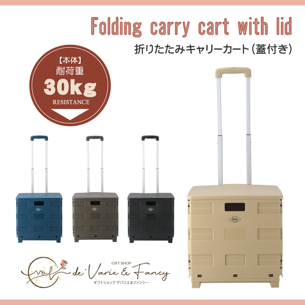 ファンシー] bzl-20 キャリーカート 折りたたみ ふた付き 軽量 幅45cm