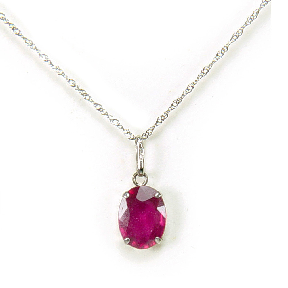 Pt900ルビーネックレスペンダント 1.20カラット1粒オーバル【誕生石7