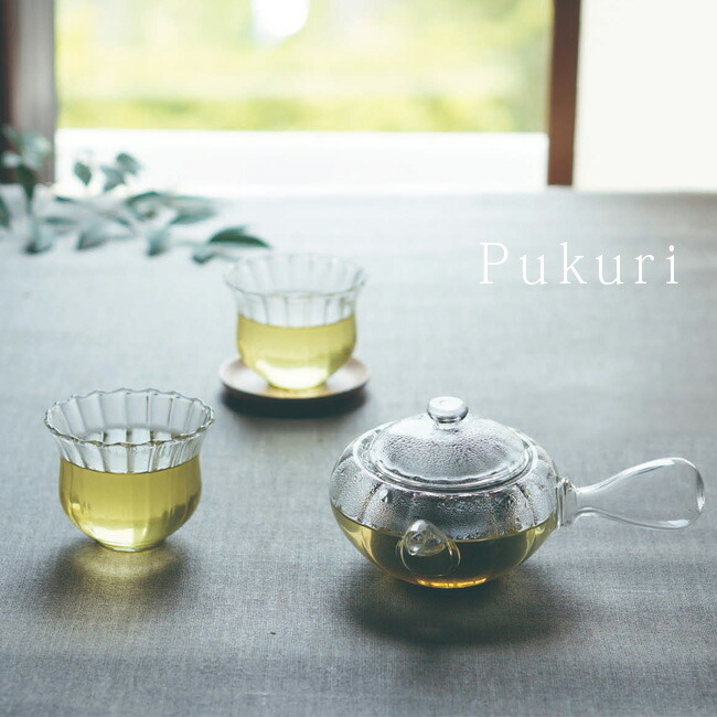 Pukuri ぷくり 急須＆湯のみ4個セット[急須 湯のみ セット ガラス