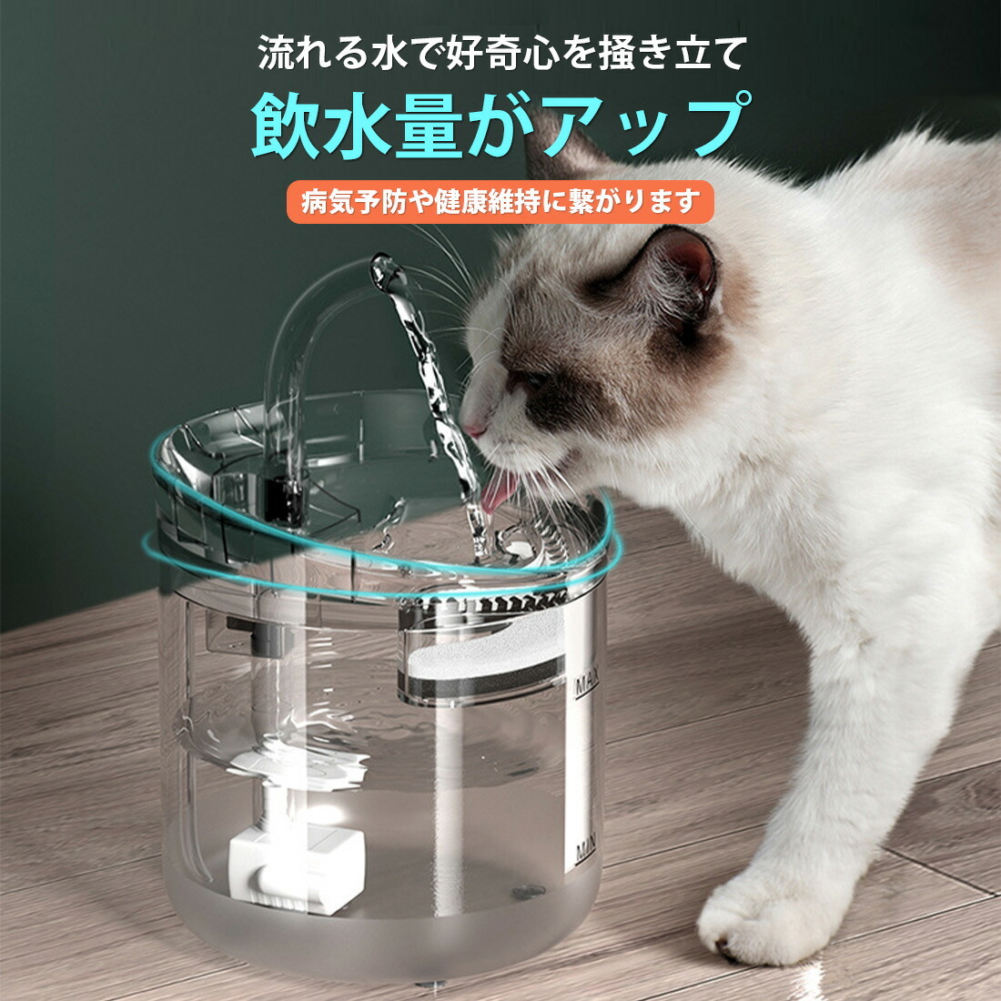 ペット 給水器 フィルター 犬 猫 ウォーターサーバー 水道水 卓上 犬猫