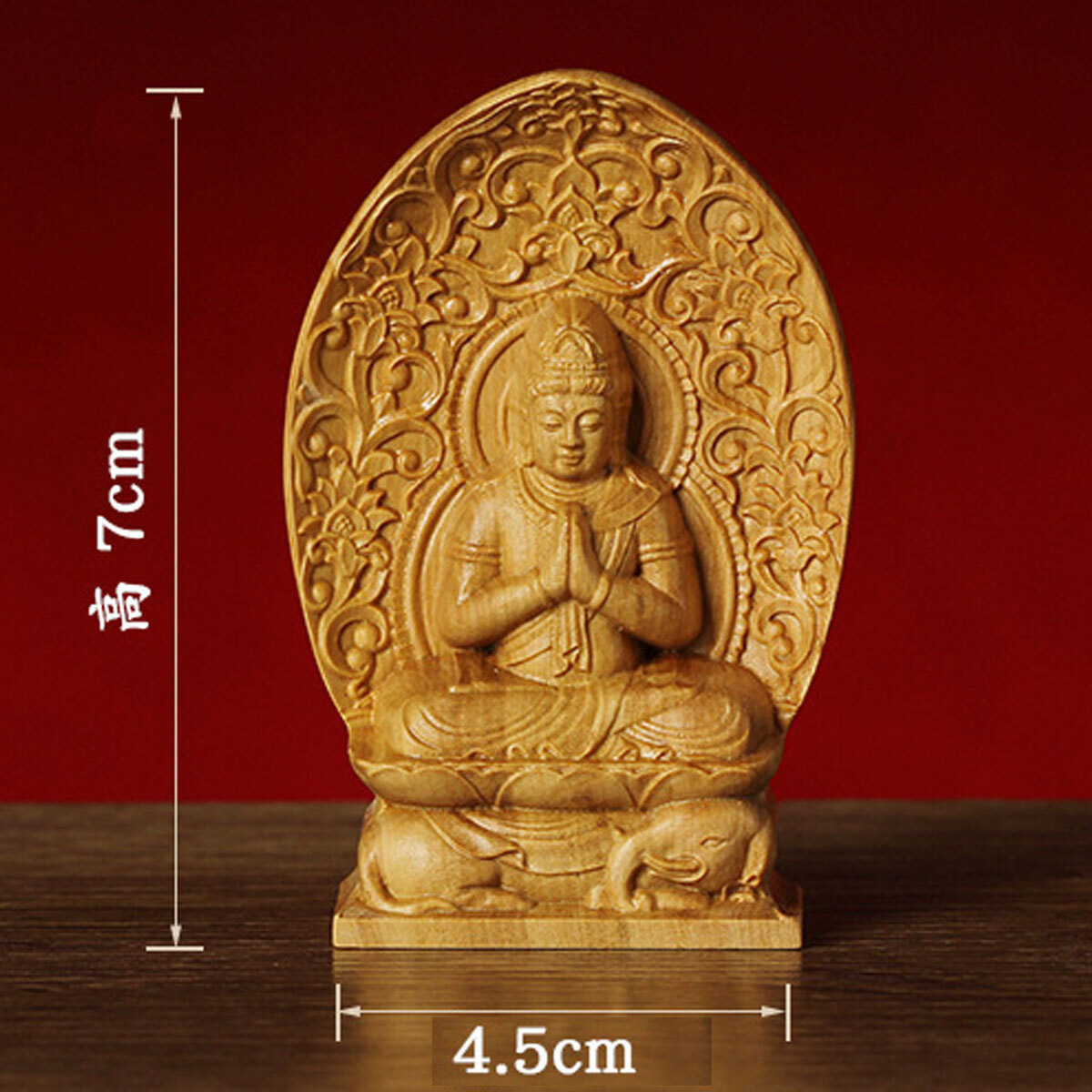 送料無料】普賢菩薩 観音 ミニ 手のひら 辰 巳 木造 仏像 木彫り 彫刻