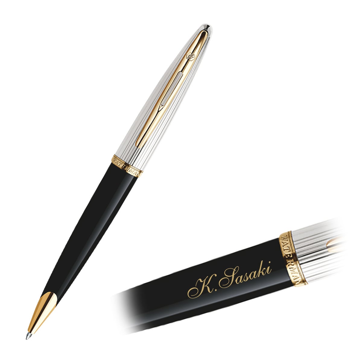 WATERMAN カレン デラックス ブラック＆シルバーGT ボールペン 【送料