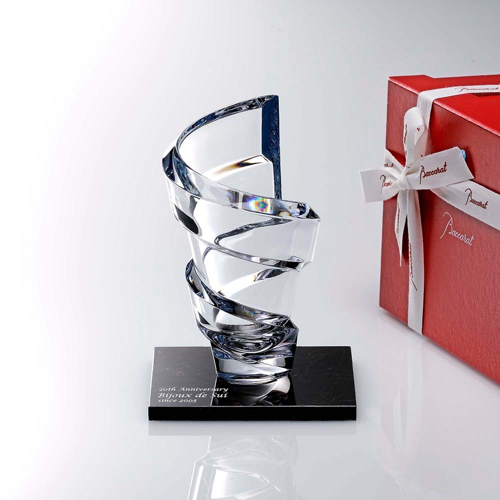 バカラ スパイラルフラワーベース 共箱 高さ21㎝ 東Y7-0204☆1Fトヒト