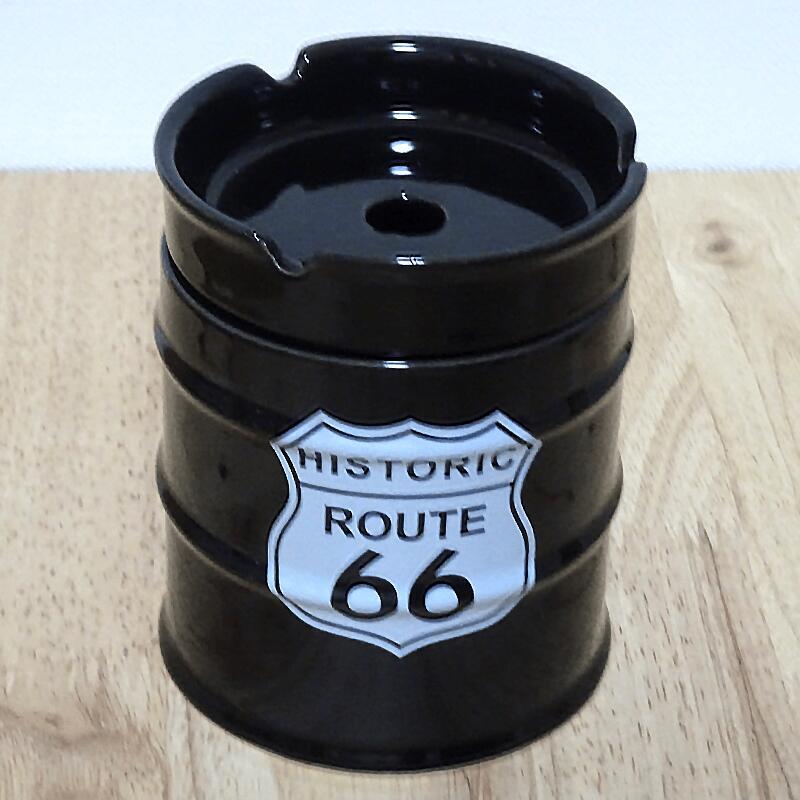 ドラム缶灰皿 喫煙具 Route66 タバコ ブラック 小物入れ アメリカン