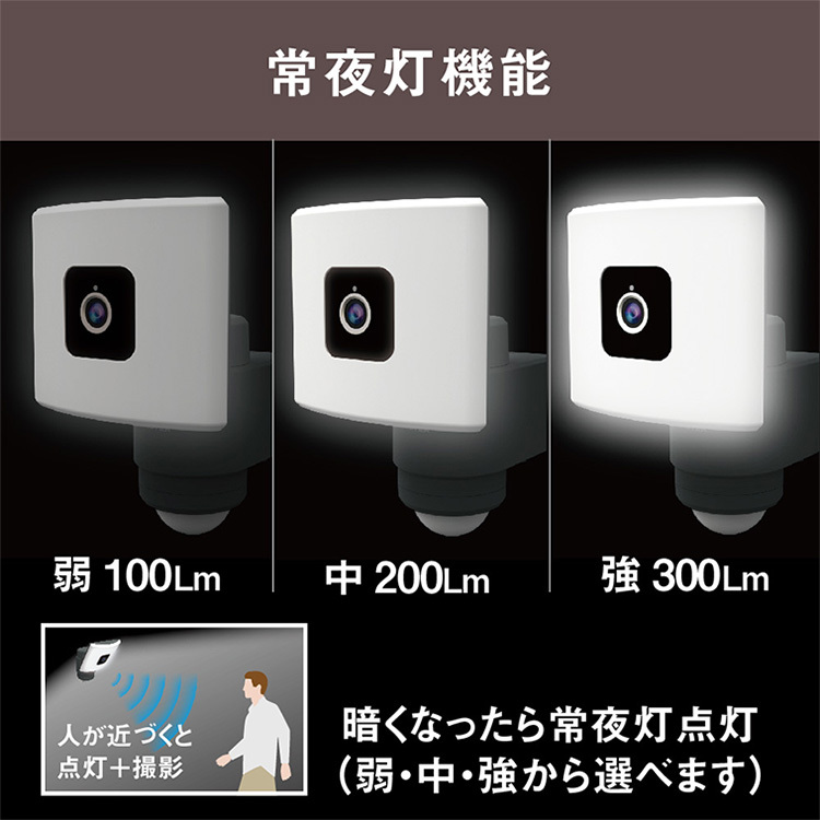 追尾式LEDセンサーライト Wi-Fiカメラ コンセント式 屋外 防水 防犯