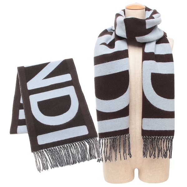 フェンディ マフラー ブラウン ブルー レディース FENDI FXT415 AQCN