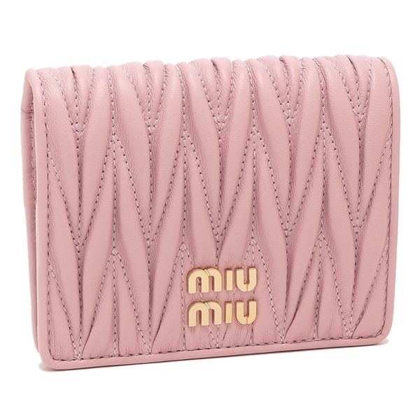 ミュウミュウ 二つ折り財布 マテラッセ ミニ財布 ピンク レディース