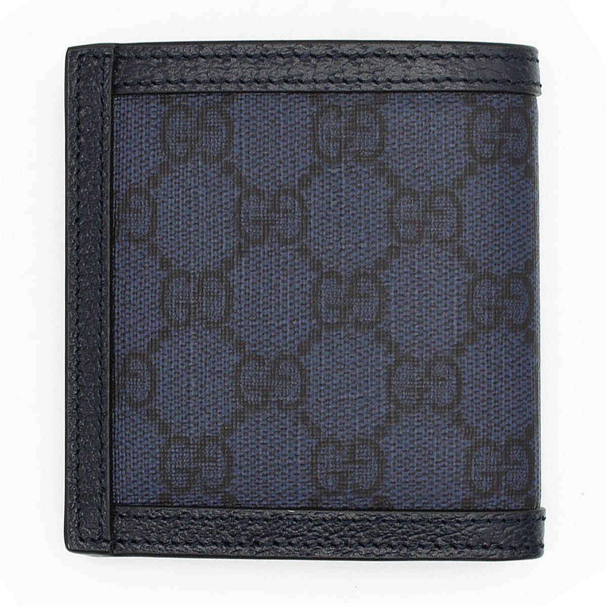 GUCCI ブラック GGパターン 二つ折り財布 / 小銭入れなし