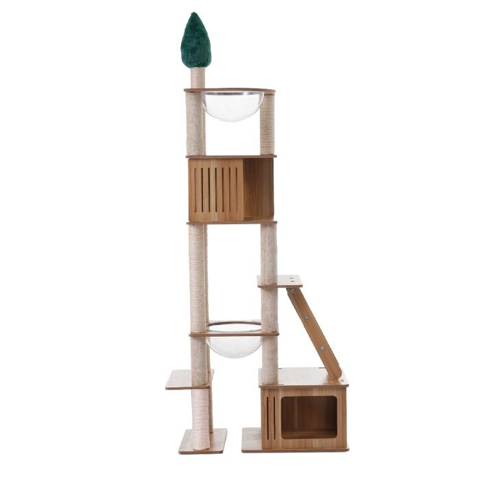 キャットタワー 木製 猫 宇宙船 据え置き 猫タワー 高さ196 省スペース