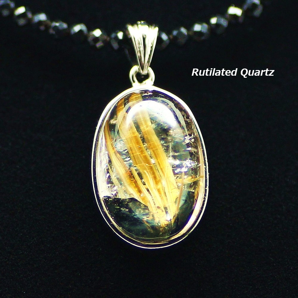 太陽放射ルチル】ルチルクォーツ ネックレストップ Silver925 ghrnt1